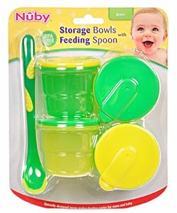 Nuby 4 Pack Snack Cup and Spoon Set, Colors May Vary,