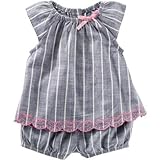 オシュコシュ OSHKOSH/ ストライプシャンブレーベビードールセット カラー ロンパース半袖 9ヶ月【並行輸入】