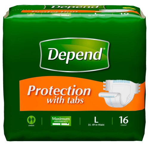 Depend Protection with Tabs, [Large], Maximum Absorbency, 16-Count Package
