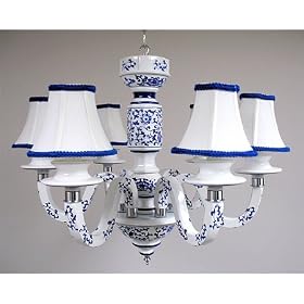Ceramic Blue and White Hand Painted Chandelier