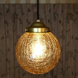 【クリックで詳細表示】P200ヒビ AM アンバー ガラスペンダントライト