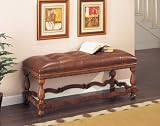 Powell 856-260 Bristol Leather Bench in Lightly Distressed English Oak