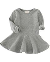 Baby Girl's Long Sleeve Pleated Infant Toddler Dresses Dress Tops Blouse