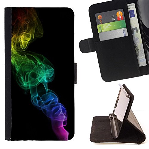 For Sony Xperia Z5 Compact Z5 Mini (Not for Normal Z5) Case , Rainbow Colors Black Minimalist - Flip Credit Card Slots PU Holster Leather Wallet Pouch Protective Skin Case Cover