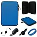 Blue Scratch Resistant Nylon Protective Cube Carrying Case for Lenovo IdeaPad A1 7-inch Android 2.3 Tablet (Lenovo Le Pad A1) + Black Retractable Micro USB Car Charger + Black Retractable Micro USB Wall / Home Charger + Black Retractable Micro USB Sync Data Cable + SumacLife TM Wisdom Courage Wristband