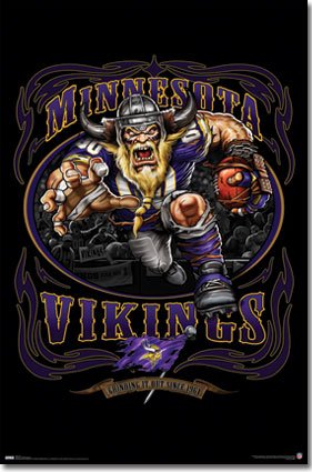 Black Wood Framed Poster - Minnesota Vikings Nfl Logo Poster