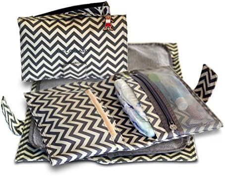 Melobaby All in One Baby Changing Wallet with Mat - Chevron Grey
