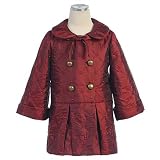 Sweet Kids Burgundy Embroidered Quilted Coat Toddler Little Girl 2T-12