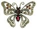 Silver Ladies Marcasite and Garnet Crystal Butterfly Brooch with Moving Wings