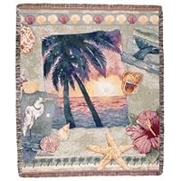 Palm Tree Ocean Breeze Mid-Size Deluxe Tapestry Throw Blanket