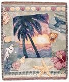 Palm Tree Ocean Breeze Mid-Size Deluxe Tapestry Throw Blanket