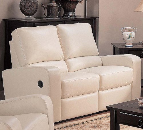 Anastasia Reclining Love Seat in Cream Leather
