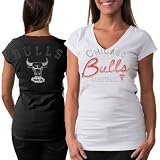 NBA Touch by Alyssa Milano Chicago Bulls Women's In The Bleachers T-Shirt - White-Black (Small)