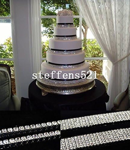 CYNDIE Hot Sale New Silver Rhinestone Crystal Ribbon 1 Rows to 6 Rows Wedding Cake Dress Decoration 5 rows 1 yards
