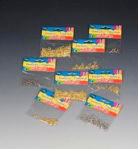 JEWELLERY FINDINGS GOLD/SILVER - CLASPS - LINK RINGS - EARRING HOOKS - 6 ASSORTED PACKS