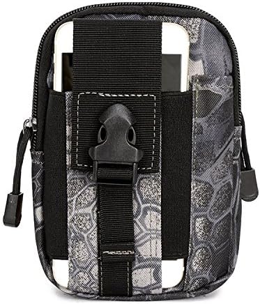 Security and Convenient Multi-function Tactical Smartphone Holster EDC Utility Gadget Belt Waist Bag for Climbing Hiking Fishing Cycling (Black MC)