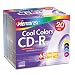 CD-R Discs, 700MB/80min, 48x, Slim Jewel Cases, BLK-BE-OE-PE-RD, 20/pk