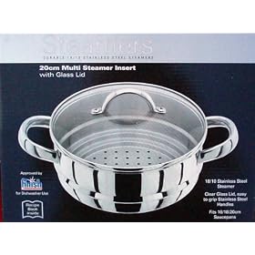 JUDGE 20CM MULTI INSERT STAINLESS STEEL STEAMER AND GLASS LID