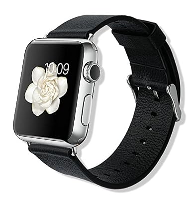 【VSTN】 Apple Watch 38mm 時計バンド　本革　交換ベルト　Apple Watch 38mm　腕時計ストラップ ( ブラック)