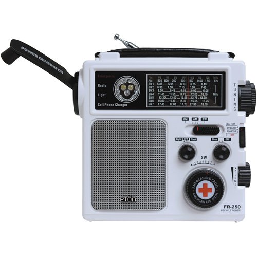 Eton American Red Cross FR250 Self-Powered AM FM Shortwave Radio - Choose Color