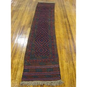1'10 x 9'0 Red Hand Knotted Wool Kazak Runner Rug