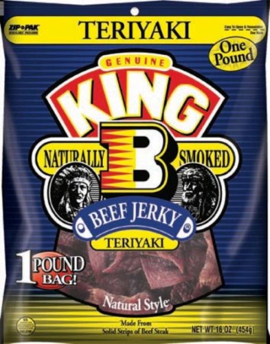King B Jerky, Ripple Teriyaki Flavor, 16-Ounce Units (Pack of 2) by Cured Beef