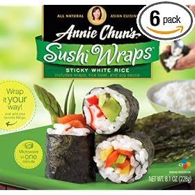 Annie Chun's Rice Express Sushi Wraps Sticky White Rice, 8.1-Ounce Package (Pack of 6) by Annie Chun's