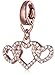 Fossil Glitz Tri-Heart Rose Gold Tone Charm