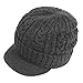 Original One Men Sports Winter Cable Knit Visor Brim Beanie Hat with Bill Fleece Lined Baseball Cap (Grey)