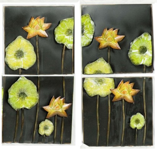 Pinnacle Strategies B80549 4-Piece Floral Metal Wall Plaque