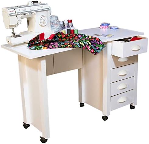 Venture Horizon White Mobile Desk and Craft Center Sewing Machine Table