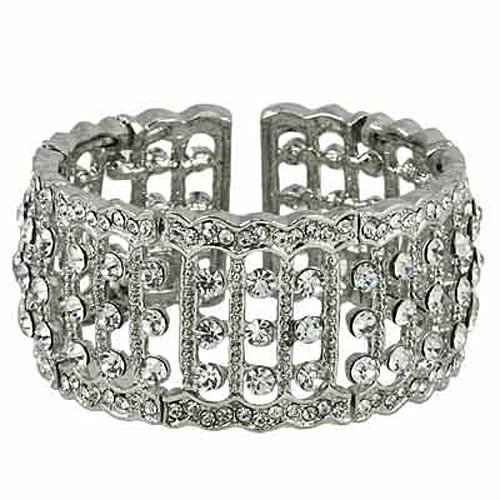 Silvertone Clear Crystal Bangle Bracelet Fashion Jewelry