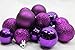 20 Holiday Time Mini Shatterproof Satin Shiny and Glitter Finish Bulb Christmas Ornaments (Purple)