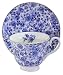 English Bone China Teacup & Saucer Blue Rose Chintz Decor