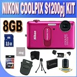 Nikon COOLPIX S1200pj 14.1 MP Digital Camera with Built-In 20 Lumens iPhone/iPad/iPod Compatible Projector (Pink)+ 8GB SDHC Memory + Extra Extended Life Battery + SDHC Card Reader + Memory Card Wallet + Shock Proof Case w/Strap + MicroFiber Cleaning Cloth Nikon COOLPIX S1200pj 14.1 MP Digital Camera with Built-In 20 Lumens iPhone/iPad/iPod Compatible Projector (Pink)+ 8GB SDHC Memory + Extra Extended Life Battery + SDHC Card Reader + Memory Card Wallet + Shock Proof Case w/Strap + MicroFiber Cleaning Cloth