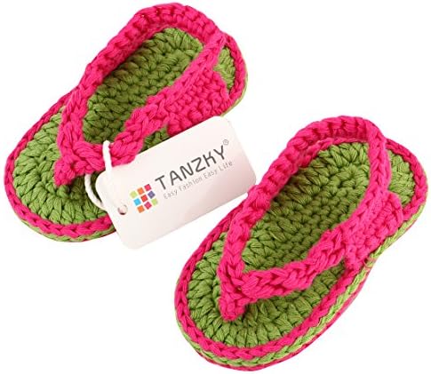 TANZKY® Baby Girl Shoe Handmade Hand Knit Baby Cotton Herringbone Sandals (Red)