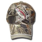 OUTDOOR CAMOUFLAGE TROUT FISH HAT CAP REAL TREE NEW ADJ