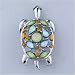 Green Blue Shell Turtle Brooch