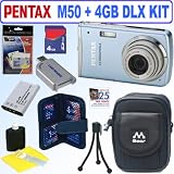 Pentax - Pentax Optio M50 8MP Digital Camera (Light Blue) + 4GB Deluxe Accessory Kit