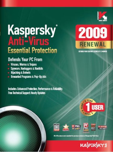 Kaspersky Anti-Virus 2009, 1-Desktop, 1 year Renewal Subscription (PC)