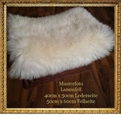 �KO SCHAFFELL weiss 50x60x6 STUHLAUFLAGE BETTVORLEGER LAMMFELL FELL PELZ-NEU