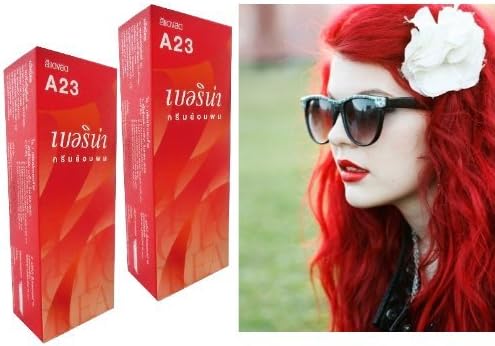 Berina (A23) Permanent Hair Color Dye Bright Red Color : 2 Box