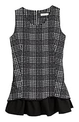Peplum Polyester Plaid Print Sleeveless  Dress