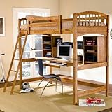 Coaster Twin Wood Loft Bunk Bed with Workstation in Natural Finish