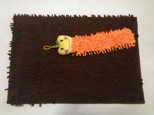 Brown Microfiber Square Doormat , and Orange Microfiber Hand Towel