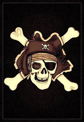 Black Skull Pirates Area Rug 5 X 7
