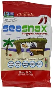 SeaSnax Grab and Go Roasted Seaweed Snack, Spicy Chipotle, 0.18-Ounce (Pack of 6)