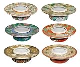 Hand Painted Porcelain Ashtrays, Set of 6 Assorted Designs