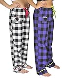 Alki'i 2-pack Women's Flannel Pajama Pants set with satin detail