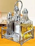 5 Pc Crystal Condiment Caddy Set - Salt & Pepper Shakers